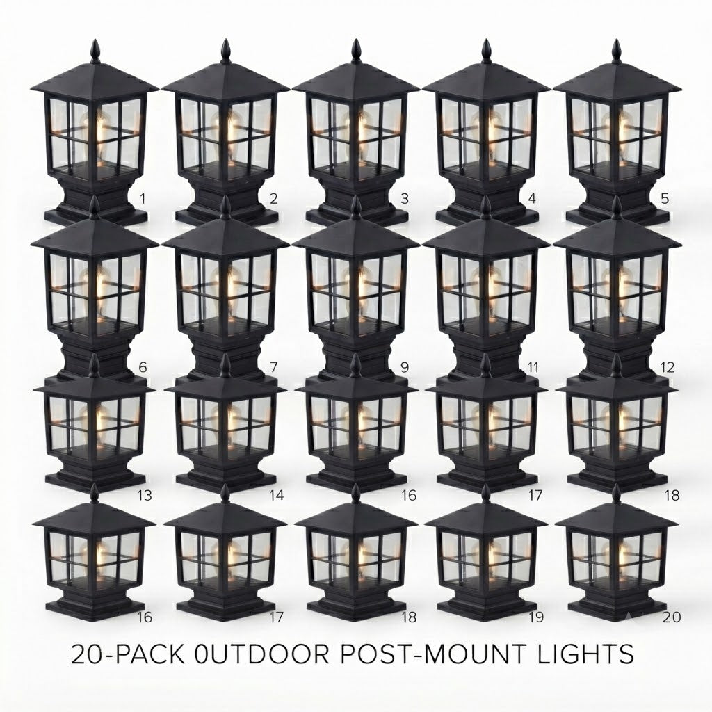 Stone Light Pillar Traditional Black Waterproof LED Driveway Entrance — Solar & Hardwired Sets