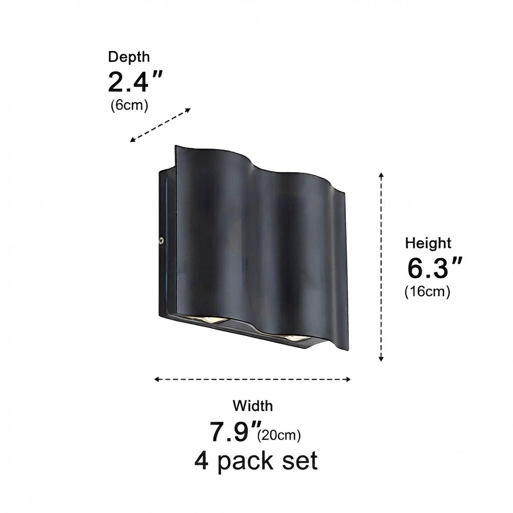 Water Wave Up-Down Outdoor Wall Light LED Die-Cast Aluminum IP65 Hardwired — Singles to 8-Pack