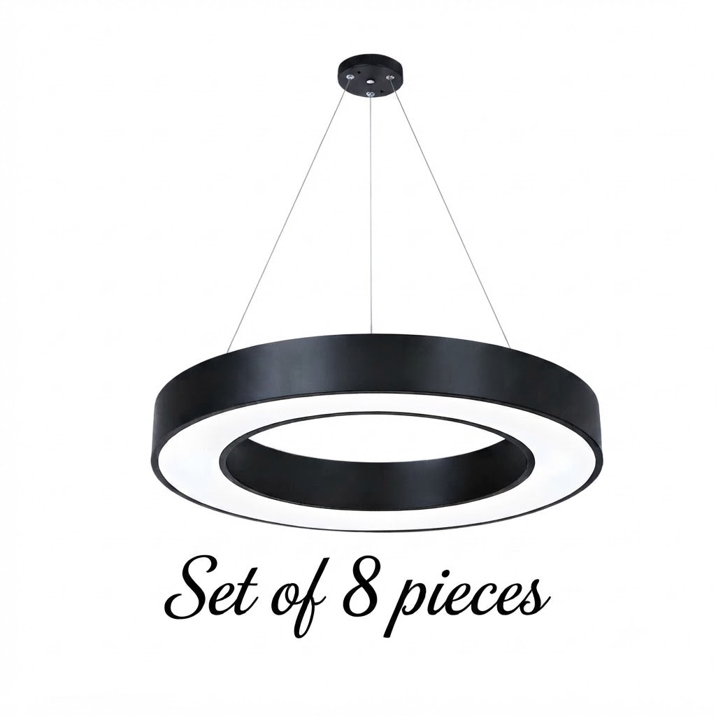 LED Ring Pendant Ceiling Light Circular Metal Acrylic Dimmable Office Living Room — 15 to 47 Inch Sets