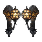 Peacock Outdoor Wall Light Retro European Aluminum Waterproof Hardwired — Black Bronze Sets
