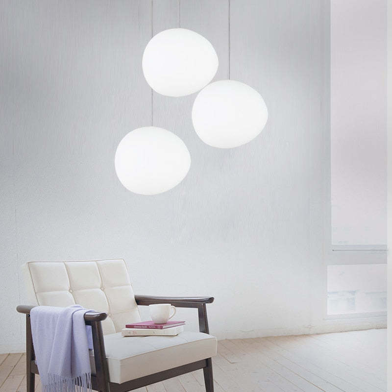 Elun Sleek Minimalist Floating Egg-shaped Glass Pendant Light