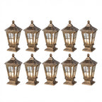 Stone Pillar Light Fixture Retro Pavilion-Style LED Solar & Hardwired Outdoor — Black Bronze Sets