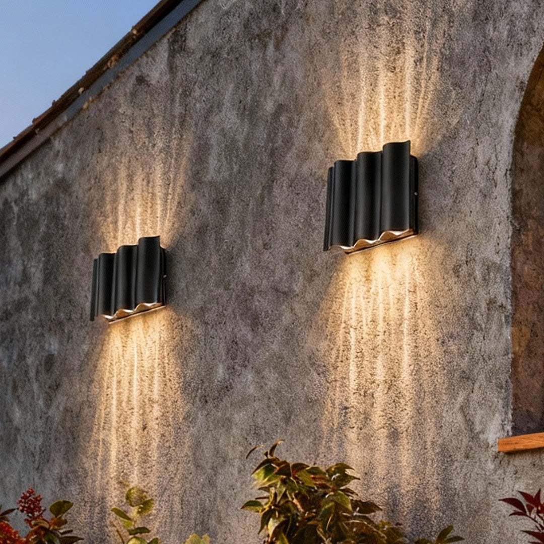 Beam Wave Wall Sconce Outdoor LED Up-Down Aluminum Weatherproof Modern — White Sets of 2 to 8