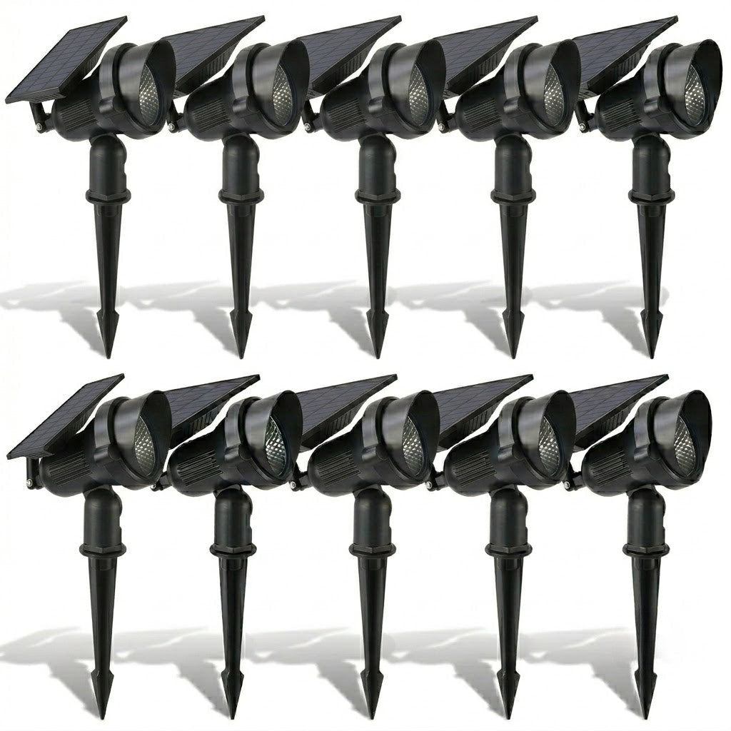 Solar Lawn Spotlights Adjustable Outdoor Tree Accent Light Aluminum — Warm White & RGB Sets