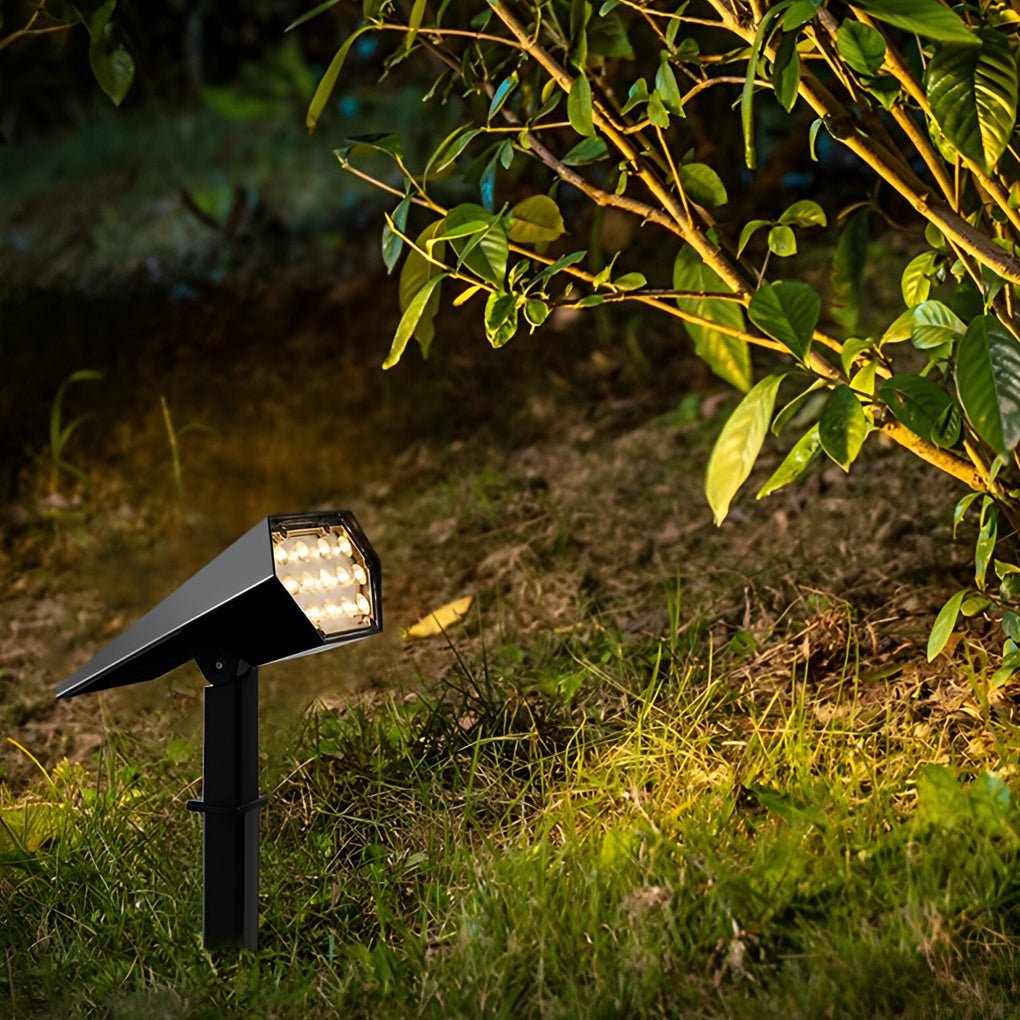 Solar Flood Spike Light Adjustable Angle Aluminum Glass Landscape Outdoor — Warm White Sets
