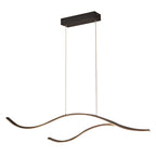 Curved Wavy LED Pendant Light Metal Dimmable Dining Room Kitchen Island — Black Gold Chrome