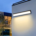 Outdoor Waterproof LED Strip Wall Light Minimalist Porch Exterior Hardwired — Black White 15 to 47 Inch Sets