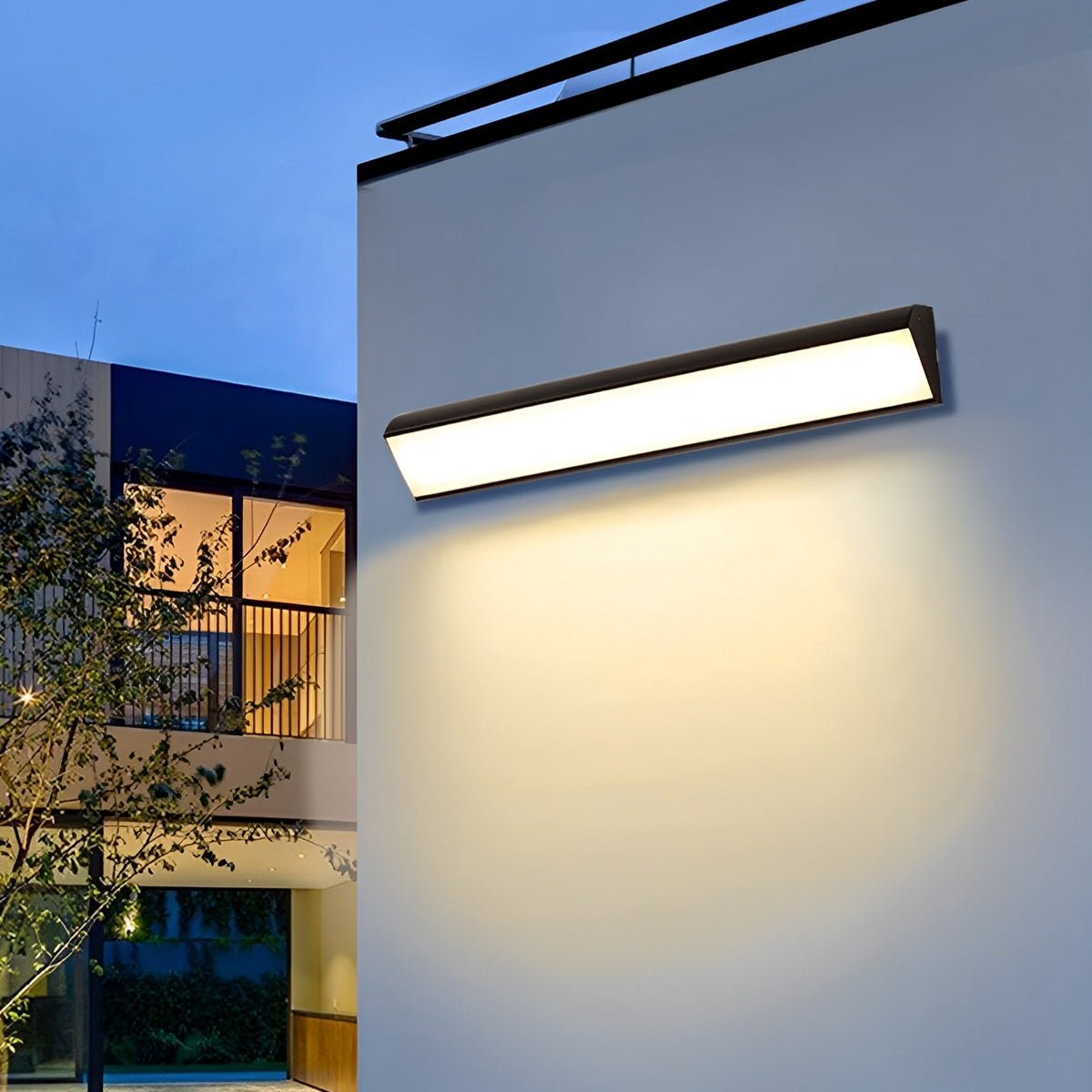 Outdoor Waterproof LED Strip Wall Light Minimalist Porch Exterior Hardwired — Black White 15 to 47 Inch Sets