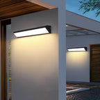 Outdoor Waterproof LED Strip Wall Light Minimalist Porch Exterior Hardwired — Black White 15 to 47 Inch Sets