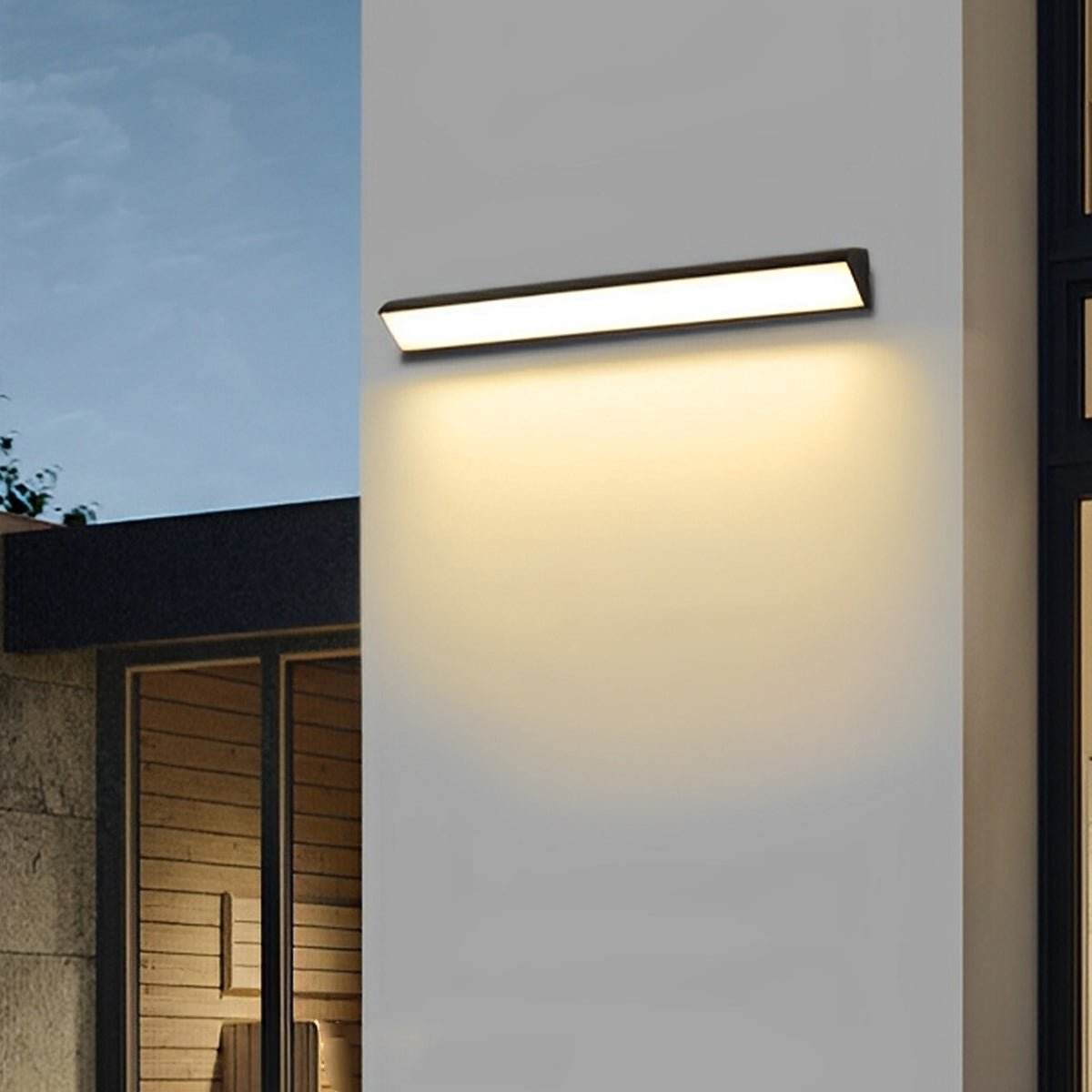 Outdoor Waterproof LED Strip Wall Light Minimalist Porch Exterior Hardwired — Black White 15 to 47 Inch Sets