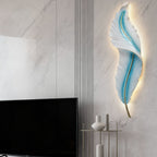 Feather Resin Wall Light Modern LED Bedroom Corridor Dimmable — White Blue 7 to 9 Inch Sets
