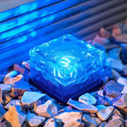 Solar Ice Cube Step Lights Modern Crystal Glass Outdoor Walkway Garden — Sets of 4 to 15