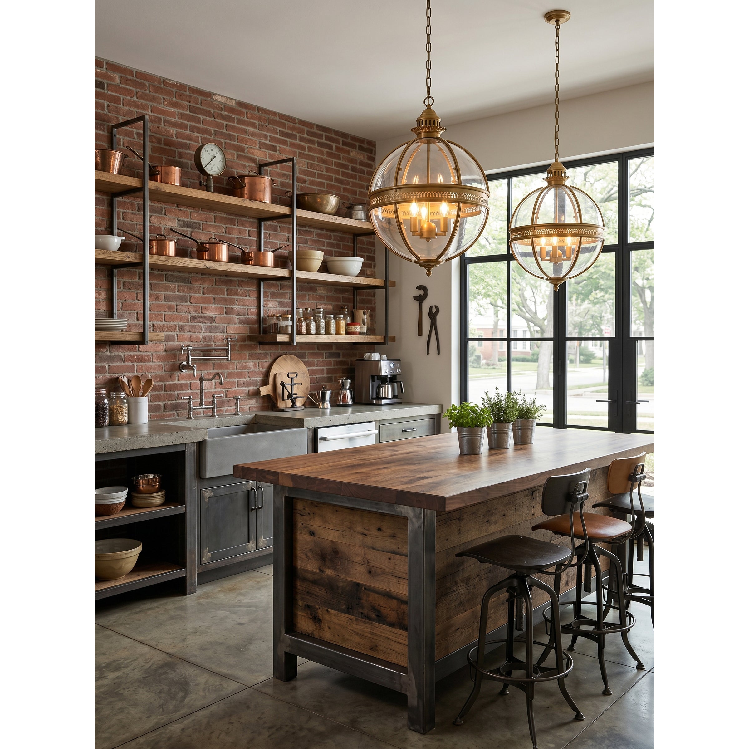 Braeden Sculptural Pendant Light Natural Stone LED Warm White Dining Room Bedroom — Brass Hardware