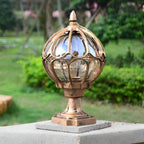 Outdoor Globe Pillar Light Retro Glass Copper Fence Post Hardwired — Black Bronze 7 to 15 Inch Sets
