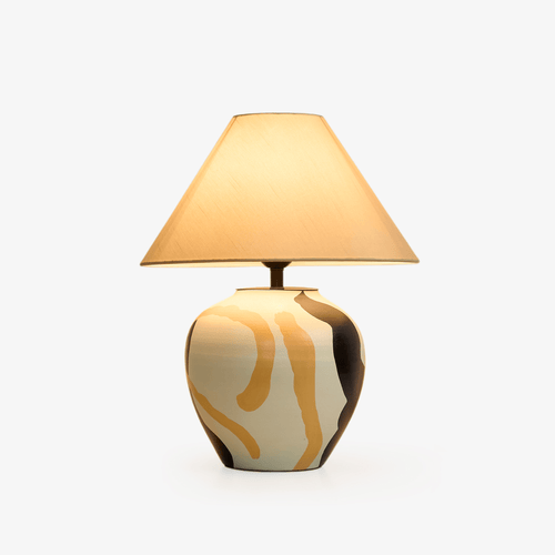 Abstract ceramic table lamp artistic terracotta bedside living room — 16 inch US plug