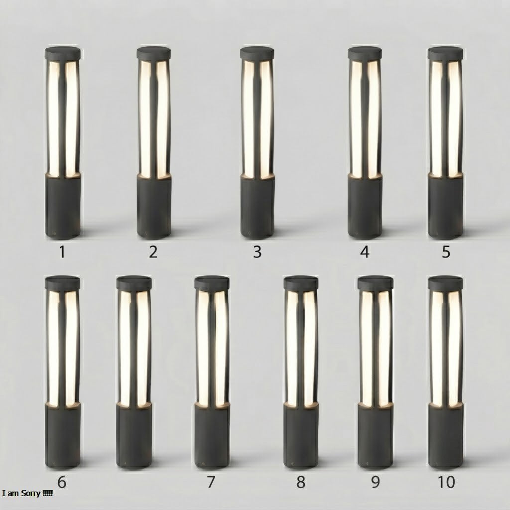 Residential Bollard Lights Modern Cylindrical LED Landscape Pathway Driveway — 31 to 47 Inch Sets