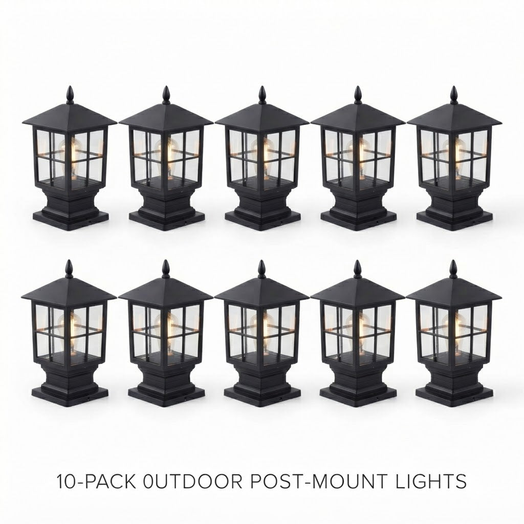 Stone Light Pillar Traditional Black Waterproof LED Driveway Entrance — Solar & Hardwired Sets