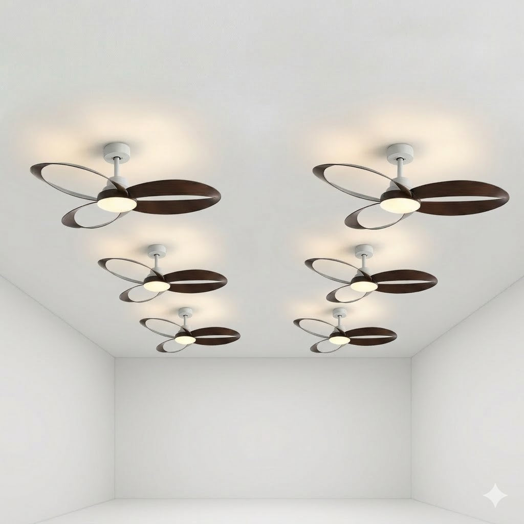 Modern Minimalist Geometric 6-Speed Ceiling Fan LED Light DC Motor Bedroom Living Room — 42 to 52 Inch