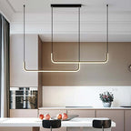 Clen Modern Linear Pendant Light Double Frame, Black/Gold