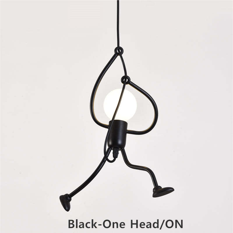 Miro Retro Modern Iron Man Pendant Light, Black