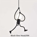 Miro Retro Modern Iron Man Pendant Light, Black