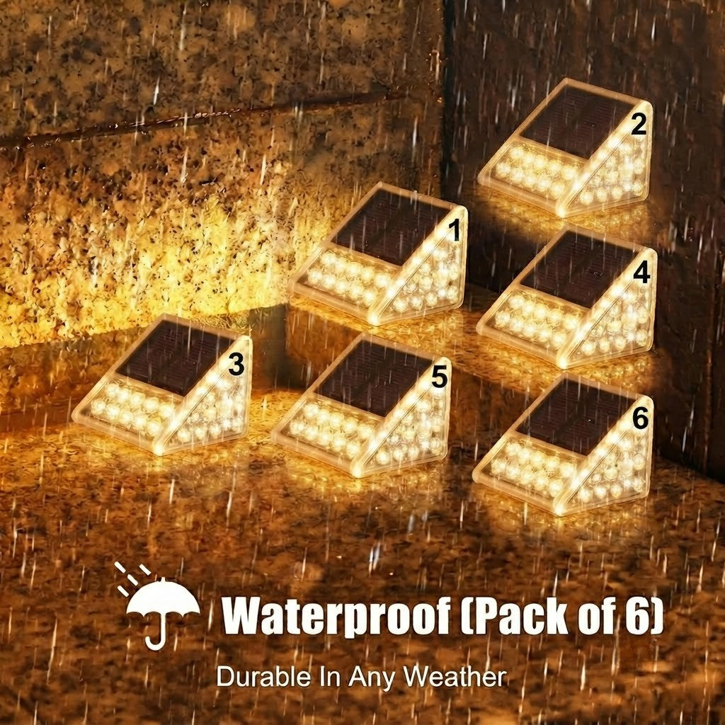 Solar Recessed Stair Step Lights IP67 Outdoor Waterproof In-Ground — 4, 6, 8 & 12-Pack