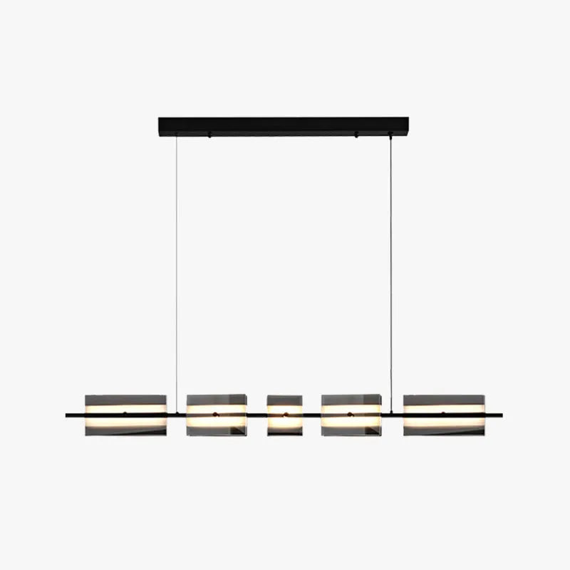 Arisha Modern Nordic Linear Copper/Glass Pendant Light, Brass/Black