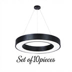 LED Ring Pendant Ceiling Light Circular Metal Acrylic Dimmable Office Living Room — 15 to 47 Inch Sets