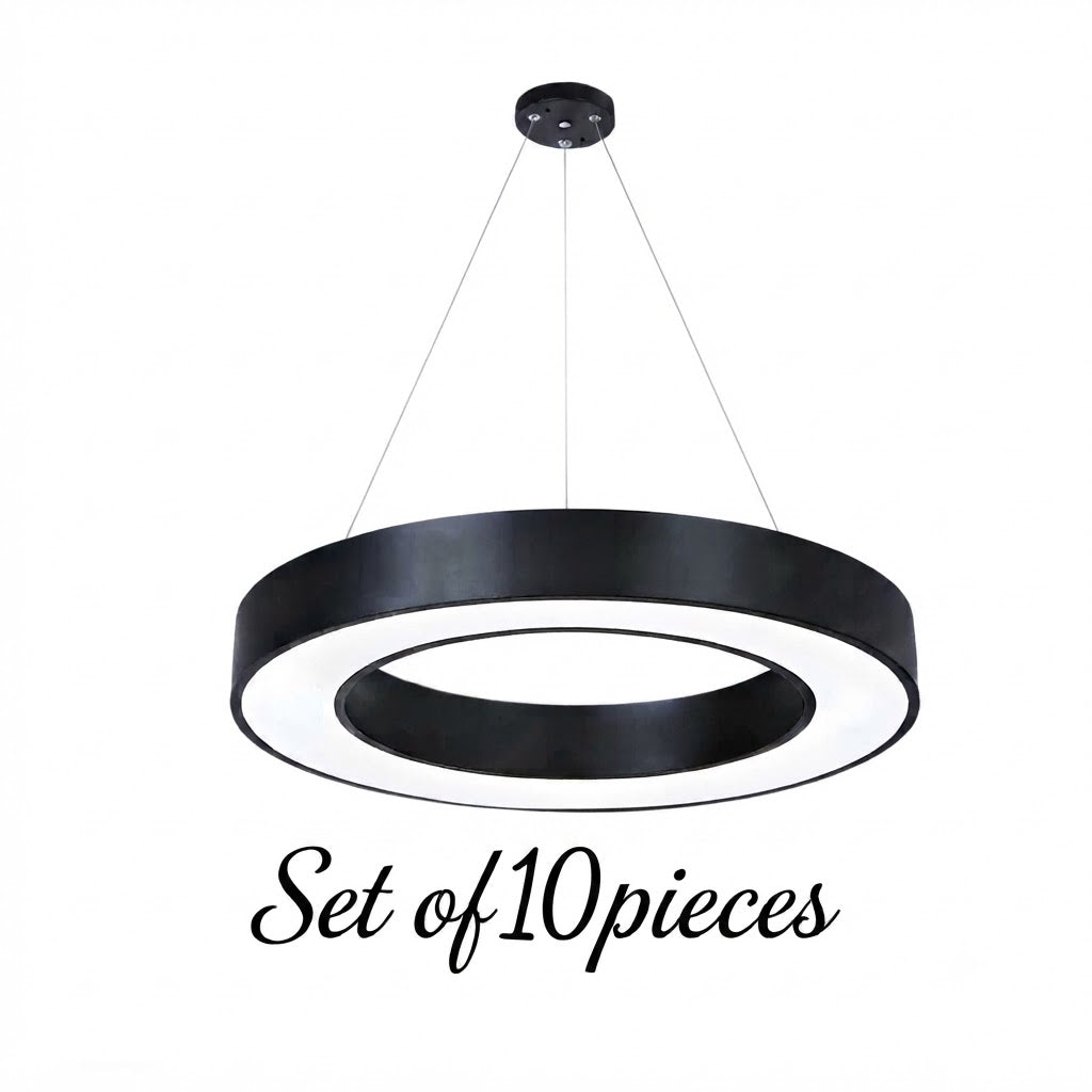 LED Ring Pendant Ceiling Light Circular Metal Acrylic Dimmable Office Living Room — 15 to 47 Inch Sets