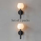 Alabaster Flower Wall Sconce Brass LED Botanical Indoor Bedroom Living Room — Brass Black Single or Set of 2
