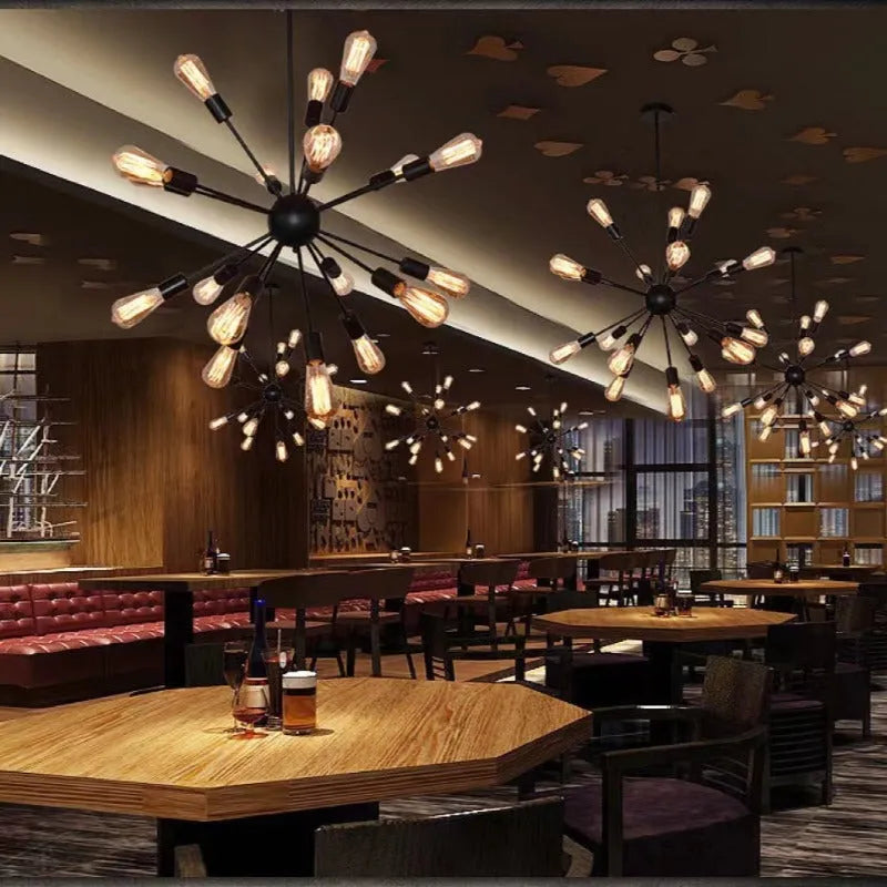 Austin Industrial Chandelier Black Restaurant Dining Room Metal