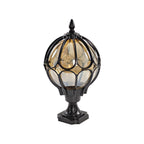 Outdoor Globe Pillar Light Retro Glass Copper Fence Post Hardwired — Black Bronze 7 to 15 Inch Sets