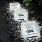 Solar Ice Cube Step Lights Modern Crystal Glass Outdoor Walkway Garden — Sets of 4 to 15