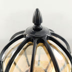 Outdoor Globe Pillar Light Retro Glass Copper Fence Post Hardwired — Black Bronze 7 to 15 Inch Sets