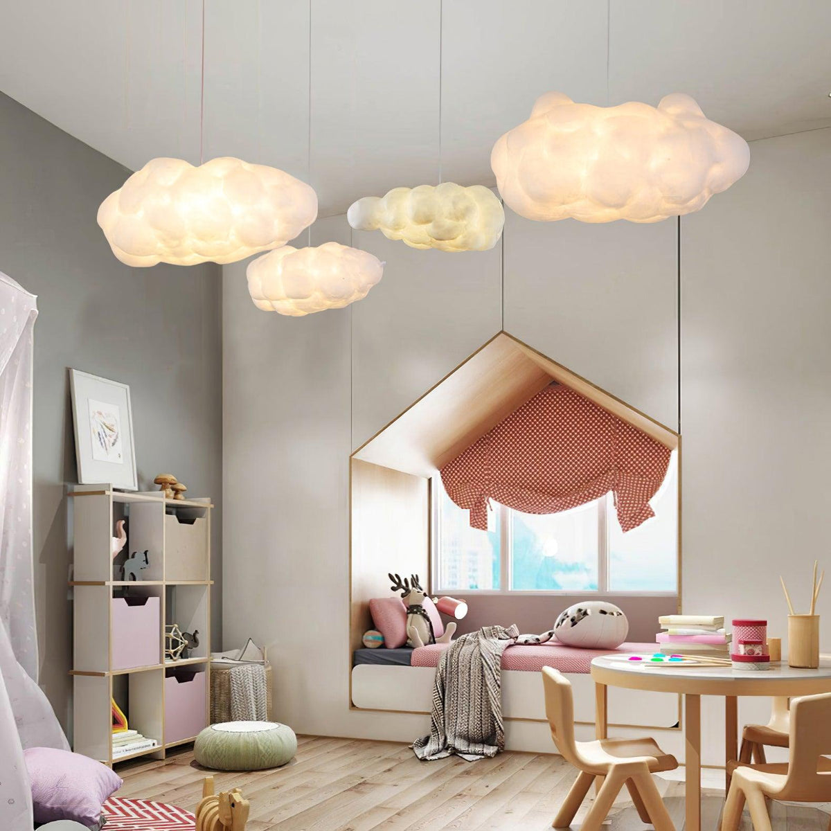 Cloud Pendant Light Modern 3D Design Fabric LED Ceiling Bedroom Living Room — Single to Sets of 8
