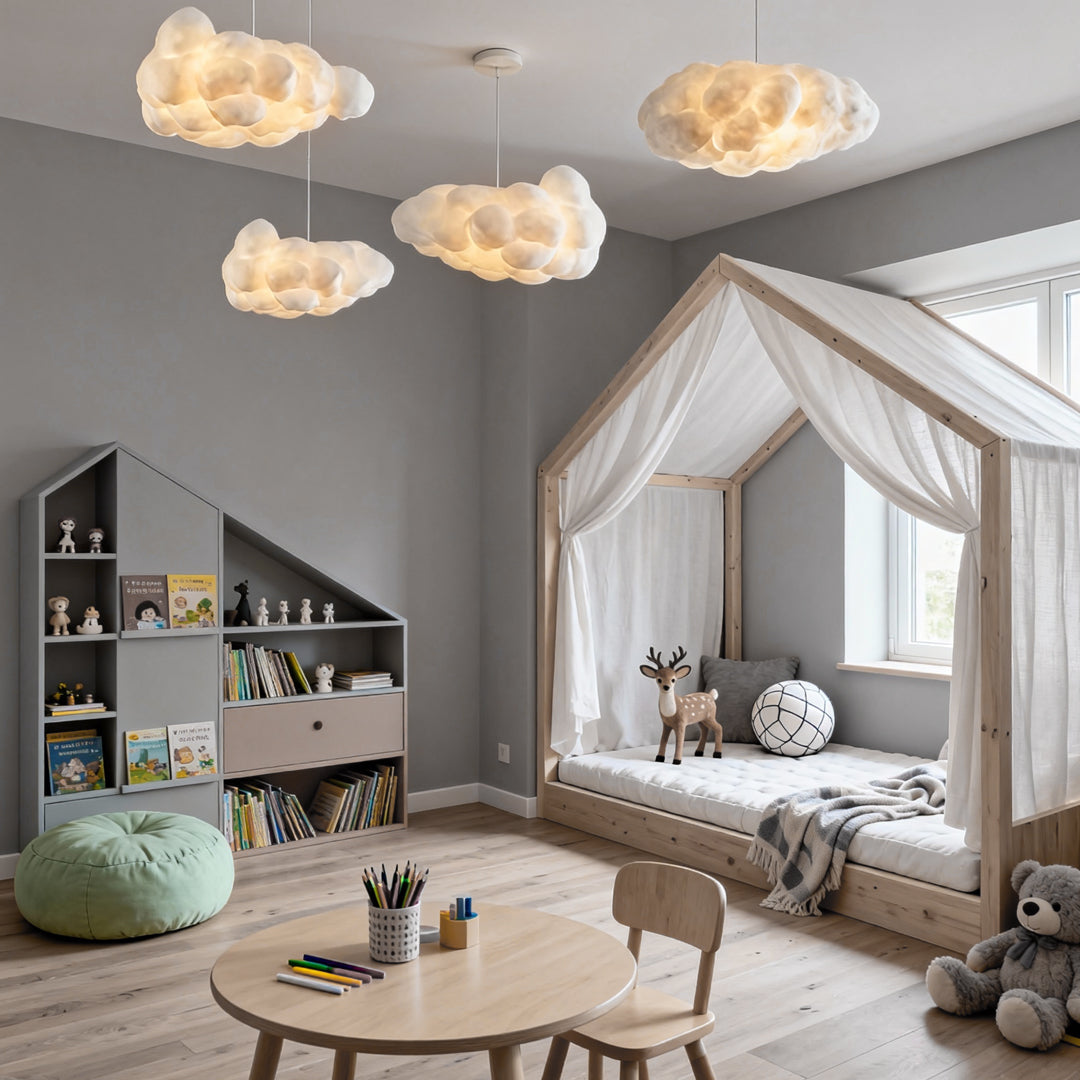 Cloud Pendant Light Modern 3D Design Fabric LED Ceiling Bedroom Living Room — Single to Sets of 8