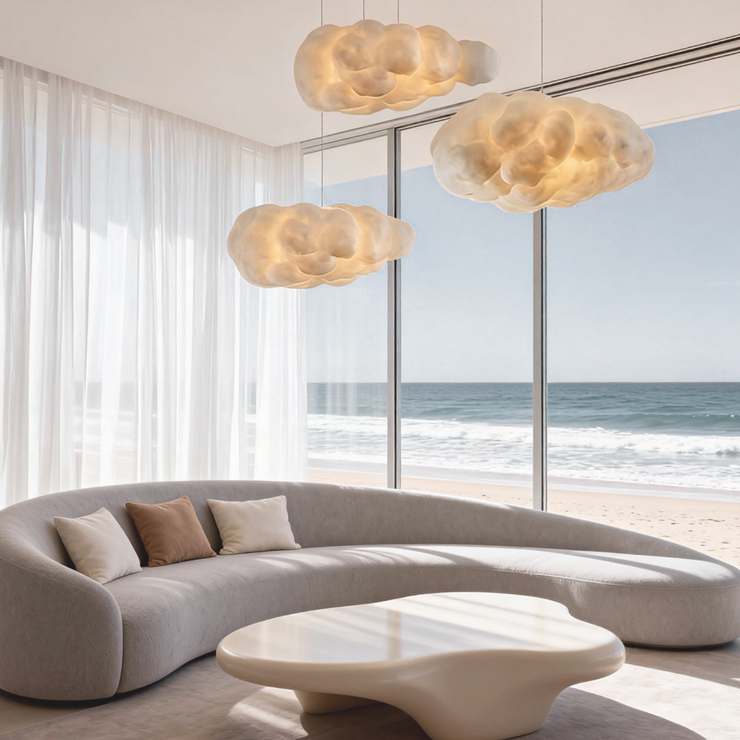 Cloud Pendant Light Modern 3D Design Fabric LED Ceiling Bedroom Living Room — Single to Sets of 8