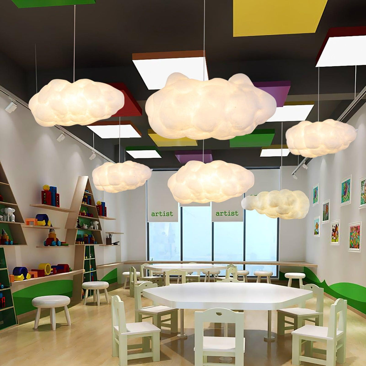 Cloud Pendant Light Modern 3D Design Fabric LED Ceiling Bedroom Living Room — Single to Sets of 8
