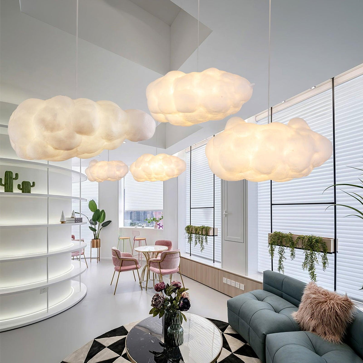 Cloud Pendant Light Modern 3D Design Fabric LED Ceiling Bedroom Living Room — Single to Sets of 8