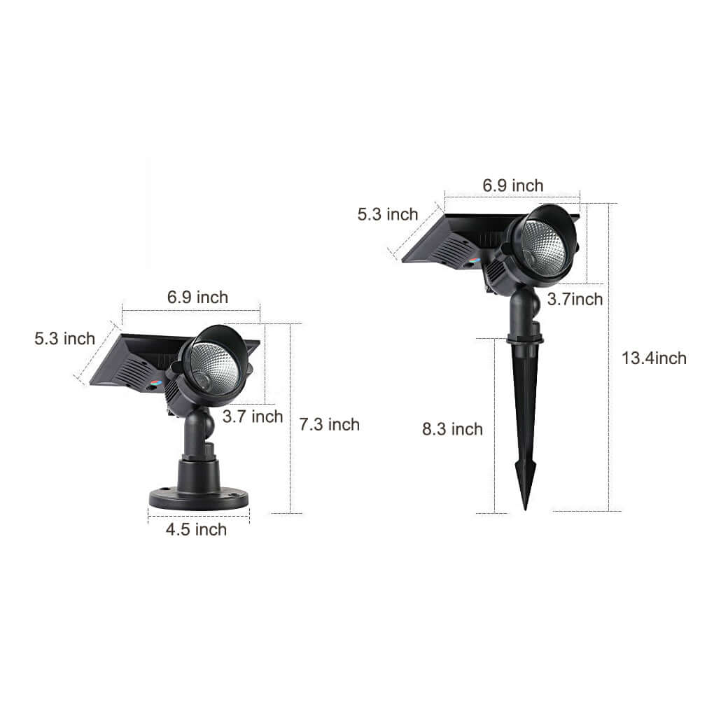 Solar Lawn Spotlights Adjustable Outdoor Tree Accent Light Aluminum — Warm White & RGB Sets