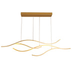 Curved Wavy LED Pendant Light Metal Dimmable Dining Room Kitchen Island — Black Gold Chrome