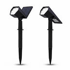 Solar Flood Spike Light Adjustable Angle Aluminum Glass Landscape Outdoor — Warm White Sets