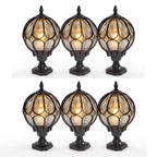 Outdoor Globe Pillar Light Retro Glass Copper Fence Post Hardwired — Black Bronze 7 to 15 Inch Sets