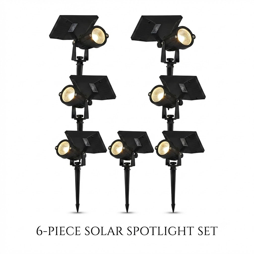 Waterproof RGB Solar Ground Spike Spotlight LED Tree Accent Outdoor — Warm White Singles to 8-Pack