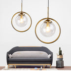 Zoey Glass Pendant Light with a Metal Ring