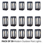 LED Bollard Garden Light Black Aluminum Square Landscape Pathway Hardwired — 31 Inch Sets