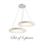 LED Ring Pendant Ceiling Light Circular Metal Acrylic Dimmable Office Living Room — 15 to 47 Inch Sets