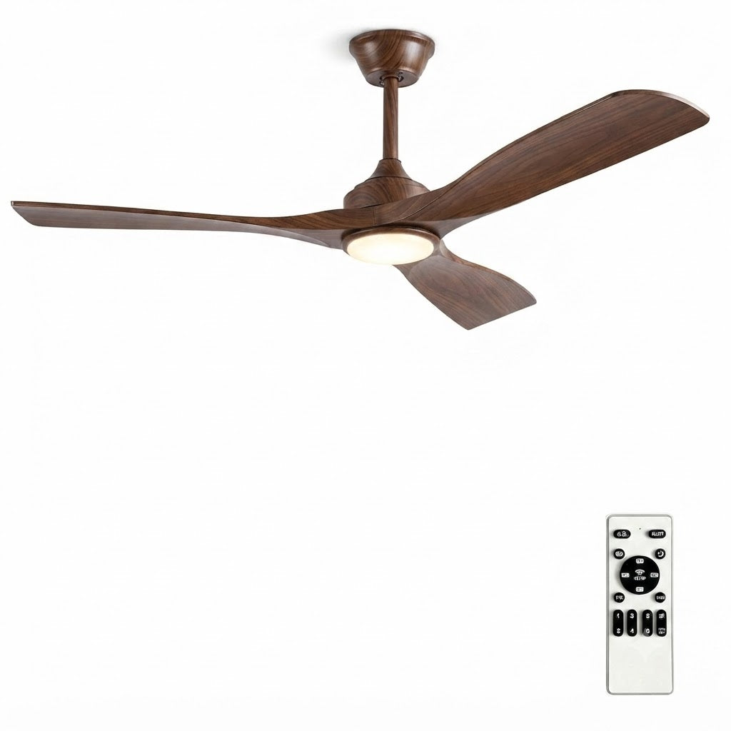 3-Blade Indoor Outdoor Ceiling Fan with LED Light Dimmable Remote IP44 Patio Gazebo — 42 to 52 Inch