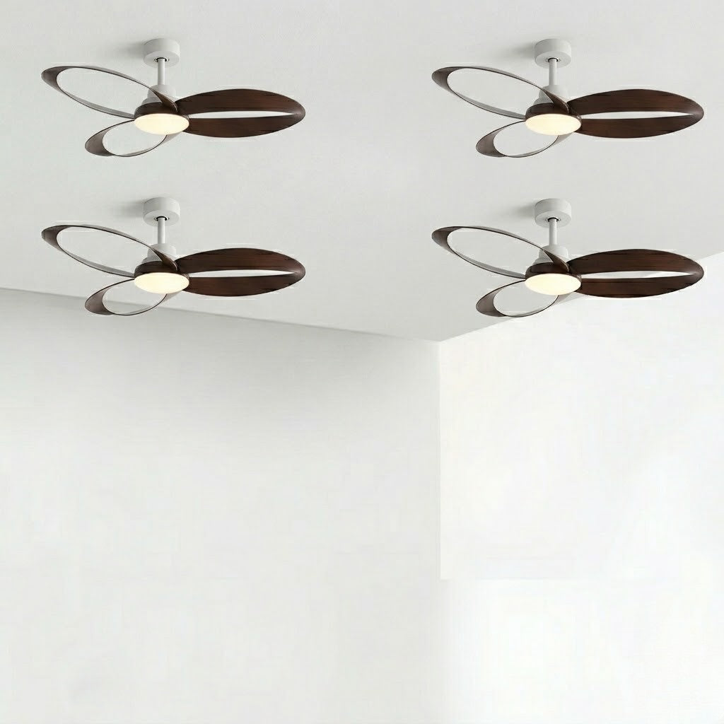Modern Minimalist Geometric 6-Speed Ceiling Fan LED Light DC Motor Bedroom Living Room — 42 to 52 Inch