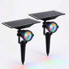 Solar Lawn Spotlights Adjustable Outdoor Tree Accent Light Aluminum — Warm White & RGB Sets